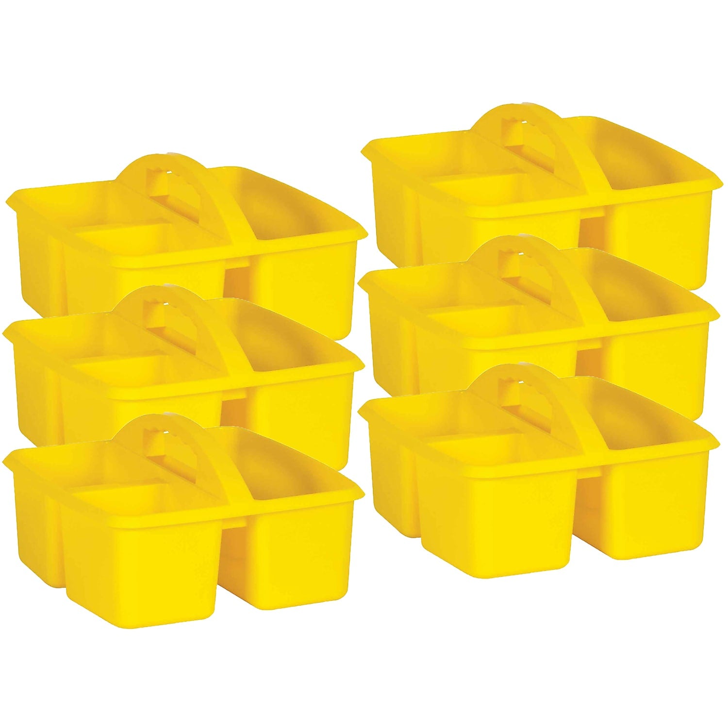 Teacher Created Resources® Plastic Storage Caddy, 9" x 9.25" x 5.25", Yellow, Pack of 6 (TCR20912-6)