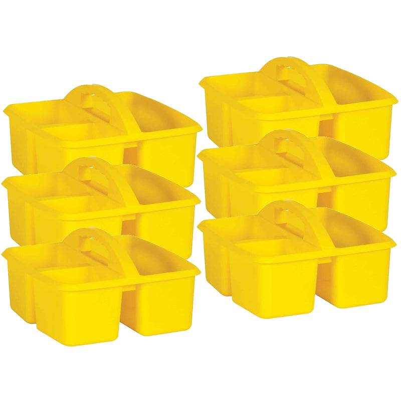 Teacher Created Resources® Plastic Storage Caddy, 9" x 9.25" x 5.25", Yellow, Pack of 6 (TCR20912-6)