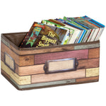 Teacher Created Resources Vinyl Storage Bin, 8" x 11" x 5", Reclaimed Wood Design, Pack of 2 (TCR20913-2)