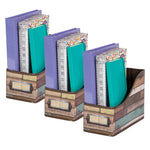 Teacher Created Resources Vinyl Book Bin, 5" x 8" x 11", Reclaimed Wood Design, Pack of 3 (TCR20969-3)