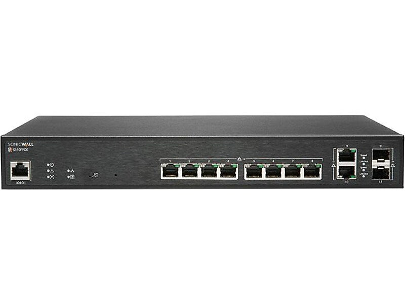 SonicWALL SWS12-10FPOE 12-Port Gigabit Ethernet Managed Switch, Black (02-SSC-2464)