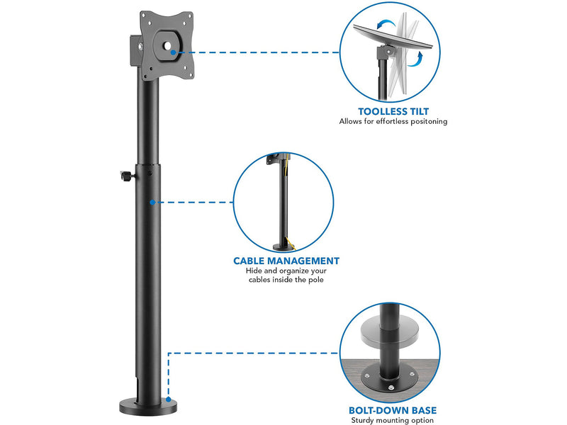 Mount-It! Adjustable POS Monitor Mount, Up to 23", Black (MI-3796)