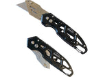 Apollo Tools Stainless Steel Foldable Utility Knife with Carabiner Clip and Fast-Change Blade (DT5017)
