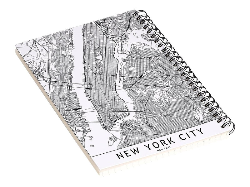 DENY Designs New York City White Map by Multiplicity Notebook, 5.5" x 8.25", Dotted, 40 Sheets, Cream (69105-nobs01)