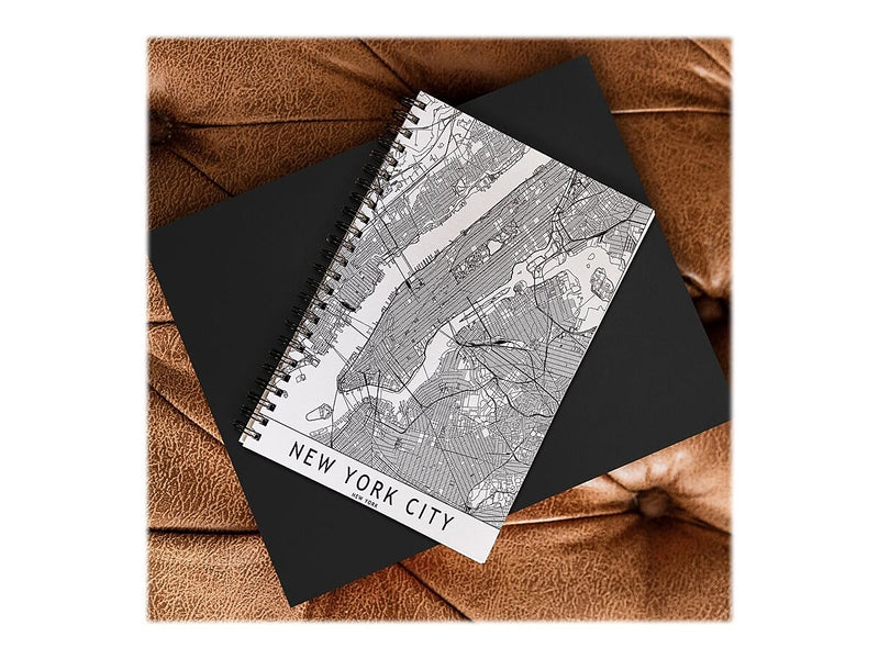 DENY Designs New York City White Map by Multiplicity Notebook, 5.5" x 8.25", Dotted, 40 Sheets, Cream (69105-nobs01)