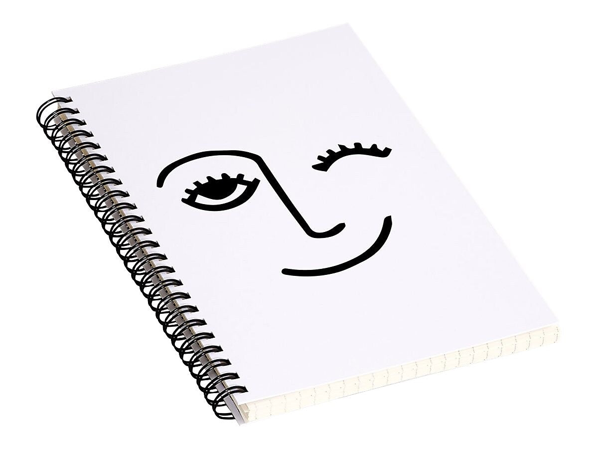 DENY Designs Wink Face by Mambo Art Studio Professional Notebooks, 5.5" x 8.25", Dotted, 40 Sheets, White (68797-NOBS01)