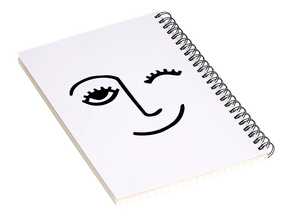 DENY Designs Wink Face by Mambo Art Studio Professional Notebooks, 5.5" x 8.25", Dotted, 40 Sheets, White (68797-NOBS01)