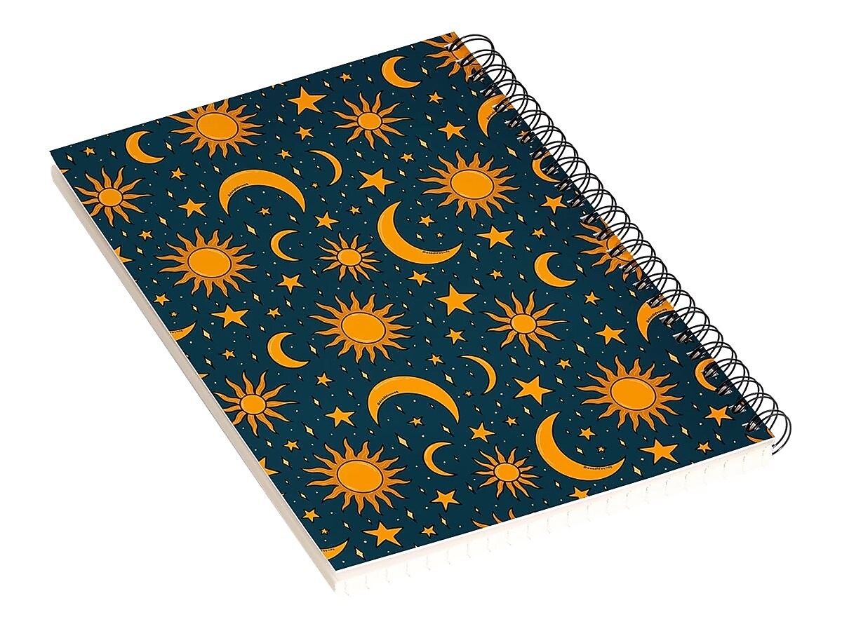 DENY Designs Vintage Sun and Star in Navy by Doodle by Meg Notebook, 5.5" x 8.25", Dotted, 40 Sheets (74738-nobs01)