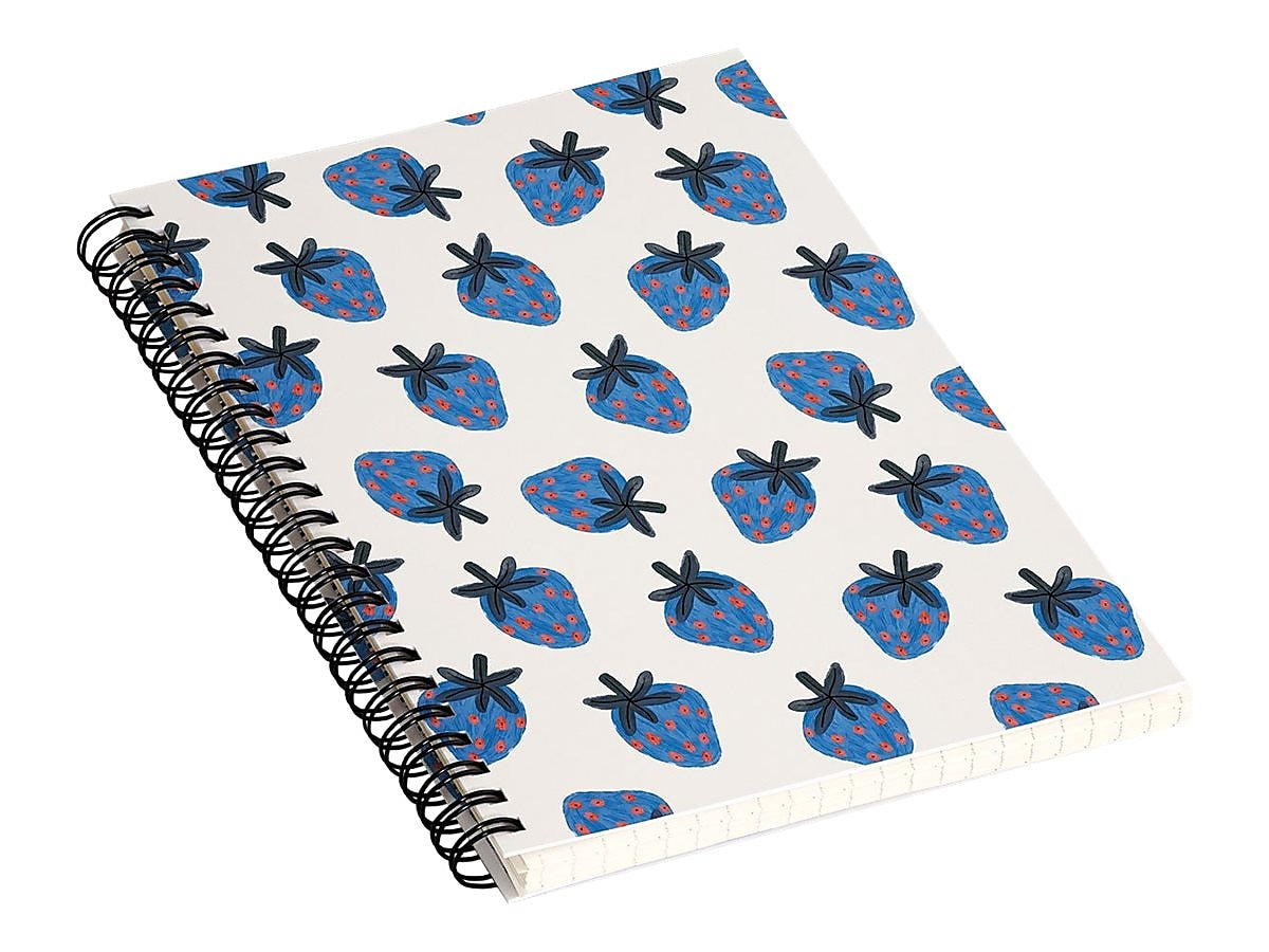 DENY Designs Blue Strawberries by Alisa Galitsyna Professional Notebooks, 5.5" x 8.25", Dotted, 40 Sheets, White (74753-NOBS01)