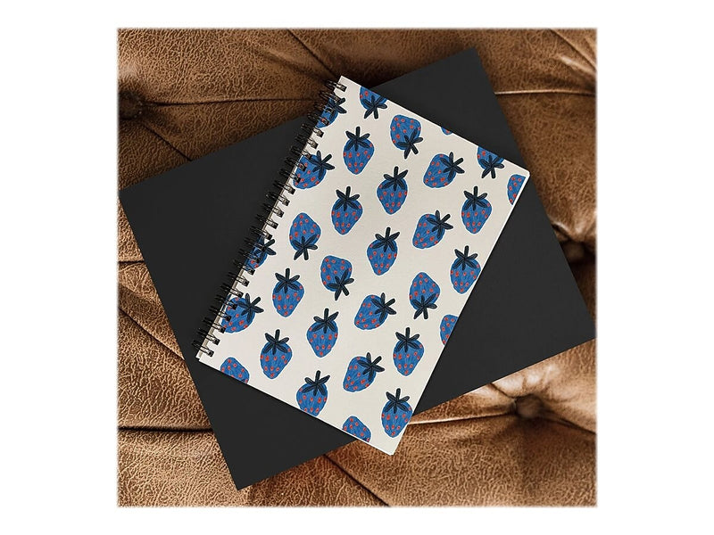 DENY Designs Blue Strawberries by Alisa Galitsyna Professional Notebooks, 5.5" x 8.25", Dotted, 40 Sheets, White (74753-NOBS01)