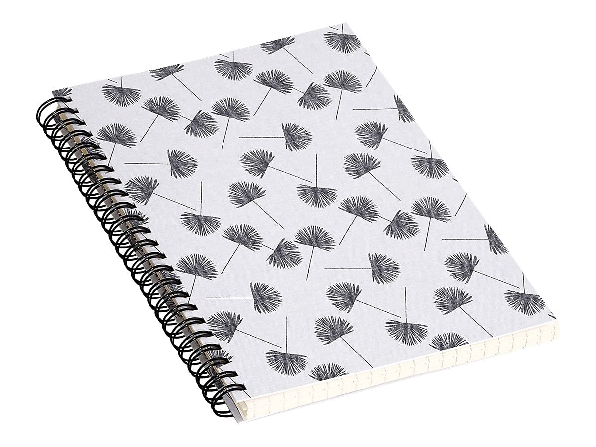 DENY Designs Woven Fan Palm In Gray by Little Arrow Design Co Notebook, 5.5" x 8.25", Dotted, 40 Sheets, White (69675-nobs01)