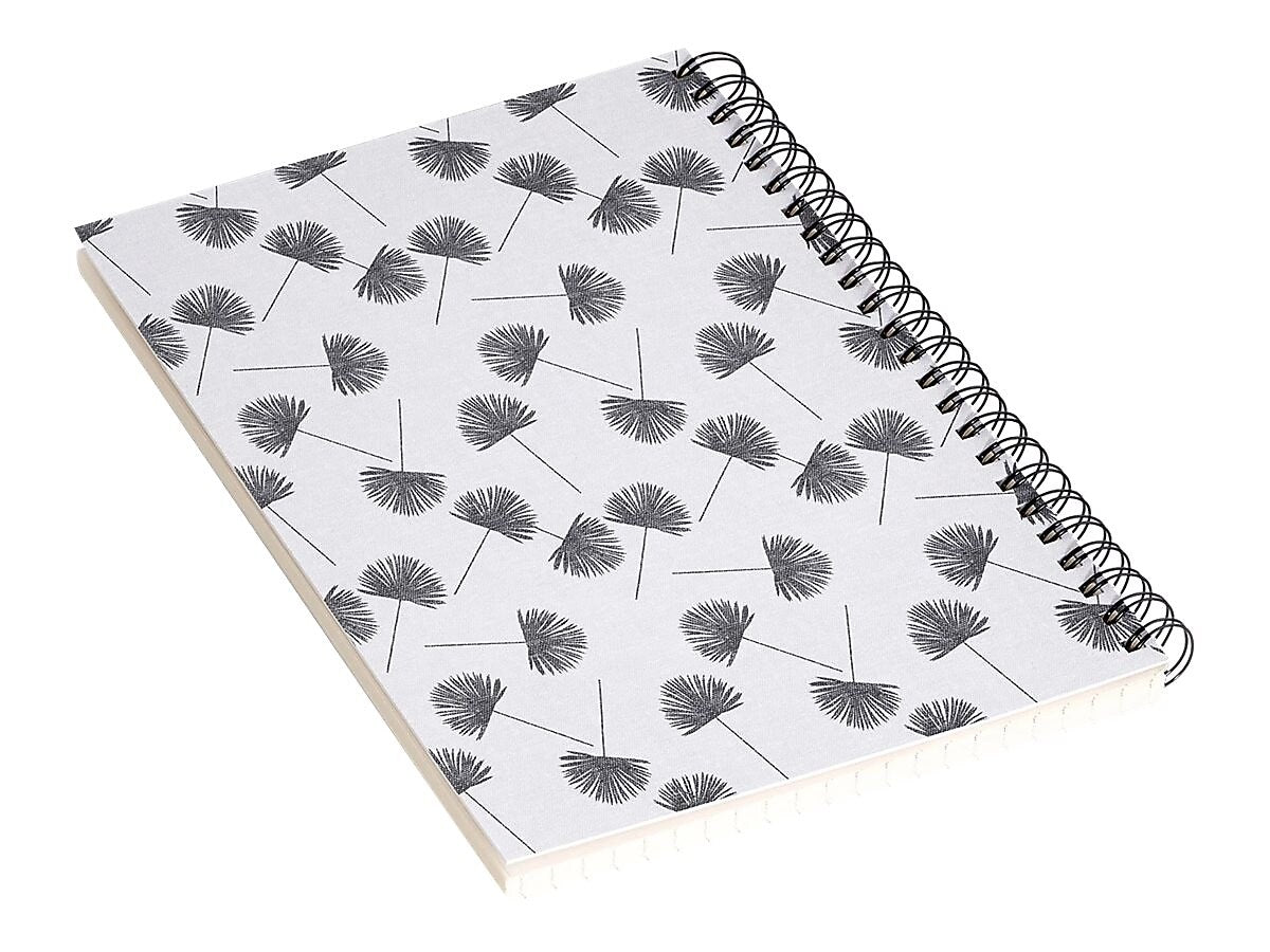 DENY Designs Woven Fan Palm In Gray by Little Arrow Design Co Notebook, 5.5" x 8.25", Dotted, 40 Sheets, White (69675-nobs01)