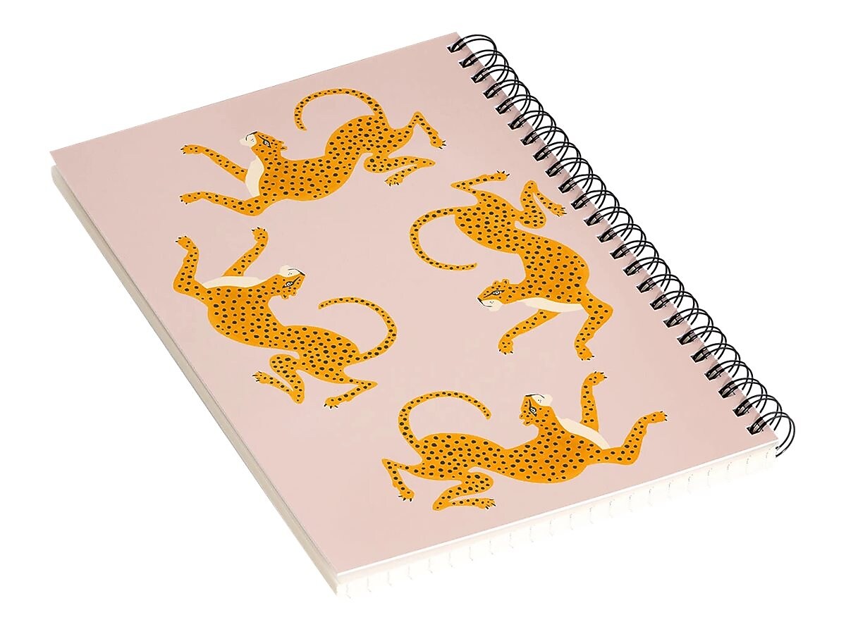 DENY Designs Leopard Race Pink by Megan Galante Professional Notebooks, 5.5" x 8.25", Dotted, 40 Sheets, Pink (72874-NOBS01)