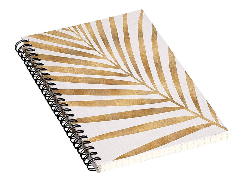 DENY Designs Metallic Gold Palm Leaf by Modern Tropical Notebook, 5.5" x 8.25", Dotted, 40 Sheets, White/Gold