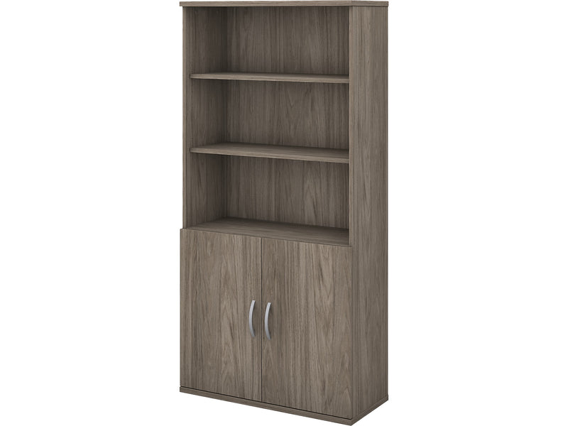 Bush Business Furniture Studio C 73"H 5-Shelf Bookcase with Adjustable Shelves, Modern Hickory Laminated Wood (STC015MH)