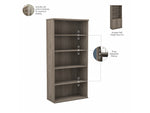 Bush Business Furniture Studio C 73"H 5-Shelf Bookcase with Adjustable Shelves, Modern Hickory Laminated Wood (STC015MH)
