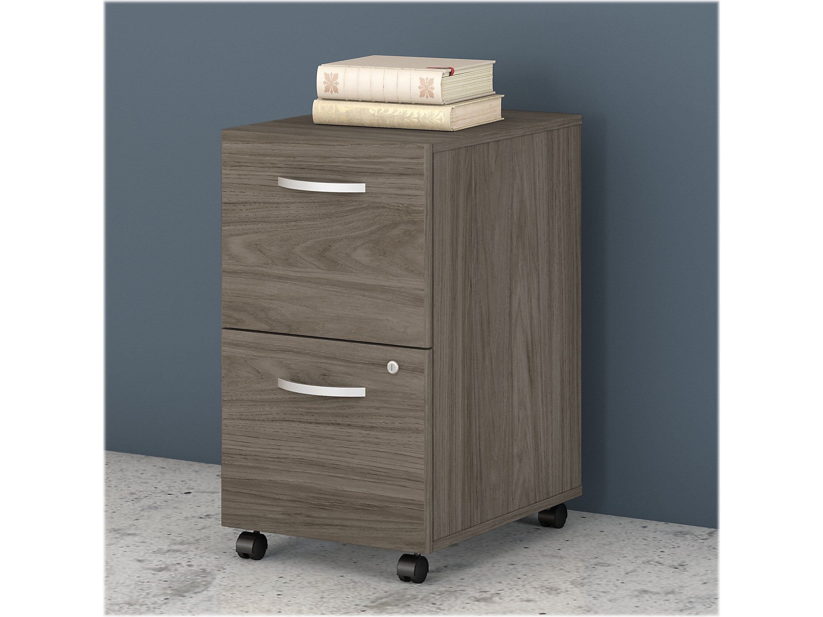 Bush Business Furniture Studio C 2-Drawer Mobile Vertical File Cabinet, Letter/Legal Size, Lockable, Modern Hickory (SCF116MHSU)
