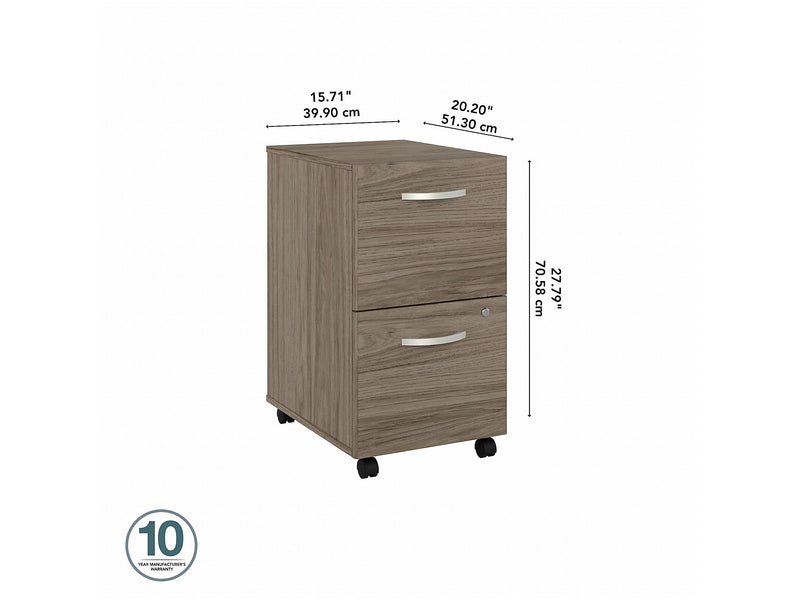 Bush Business Furniture Studio C 2-Drawer Mobile Vertical File Cabinet, Letter/Legal Size, Lockable, Modern Hickory (SCF116MHSU)
