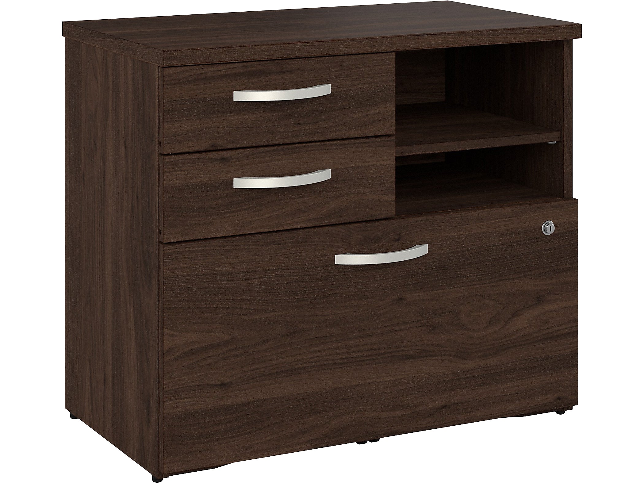 Bush Business Furniture Studio C Office Storage Cabinet with Drawers and Shelves, Black Walnut (SCF130BWSU)