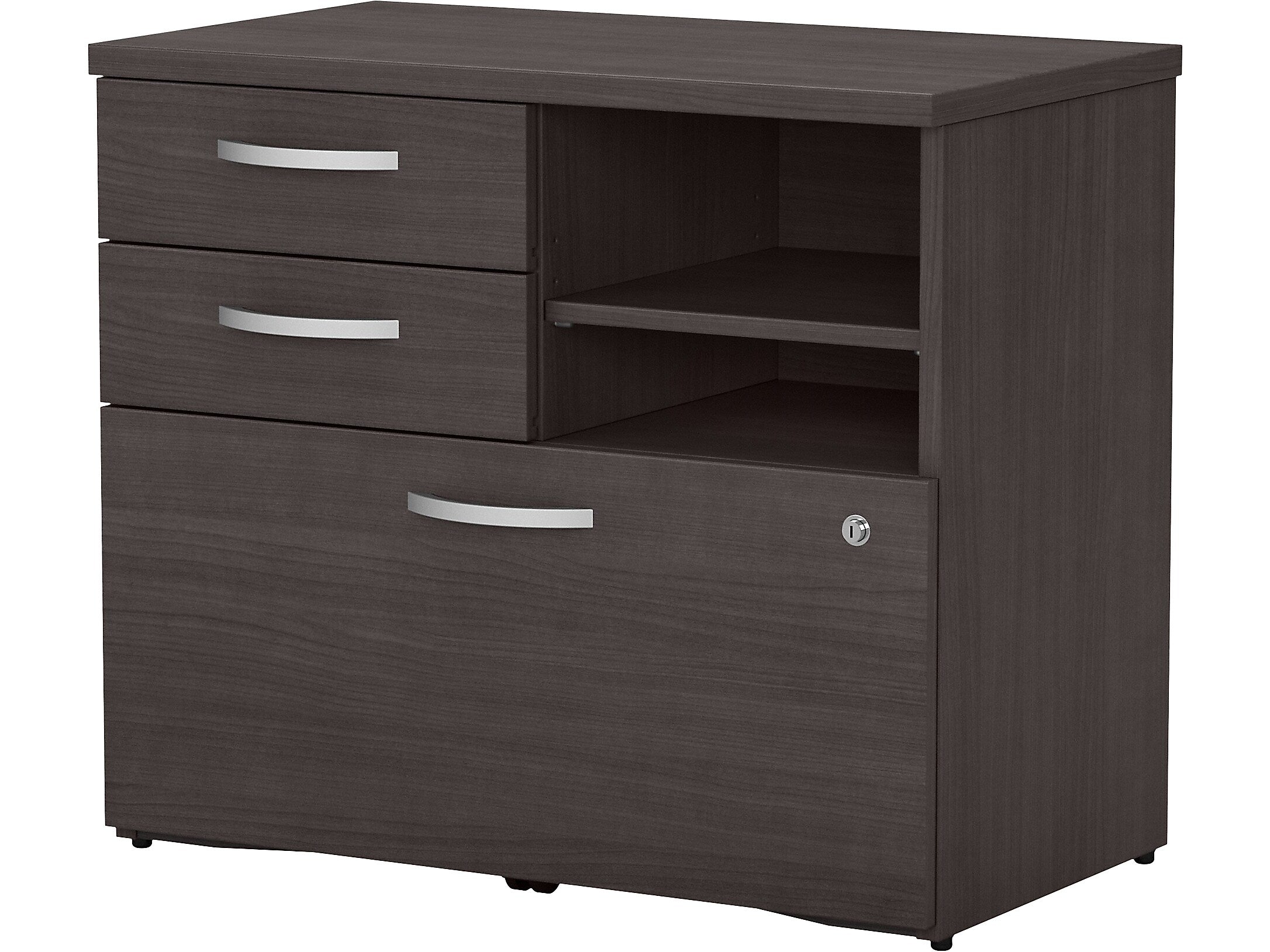 Bush Business Furniture Studio C Office Storage Cabinet with Drawers and Shelves, Storm Gray (SCF130SGSU)