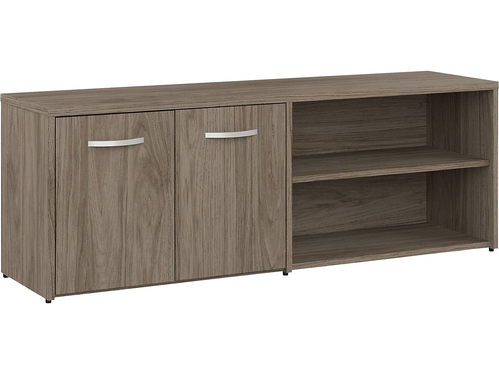 Bush Business Furniture Studio C Low Storage Cabinet with Doors and Shelves, Modern Hickory (SCS160MH)