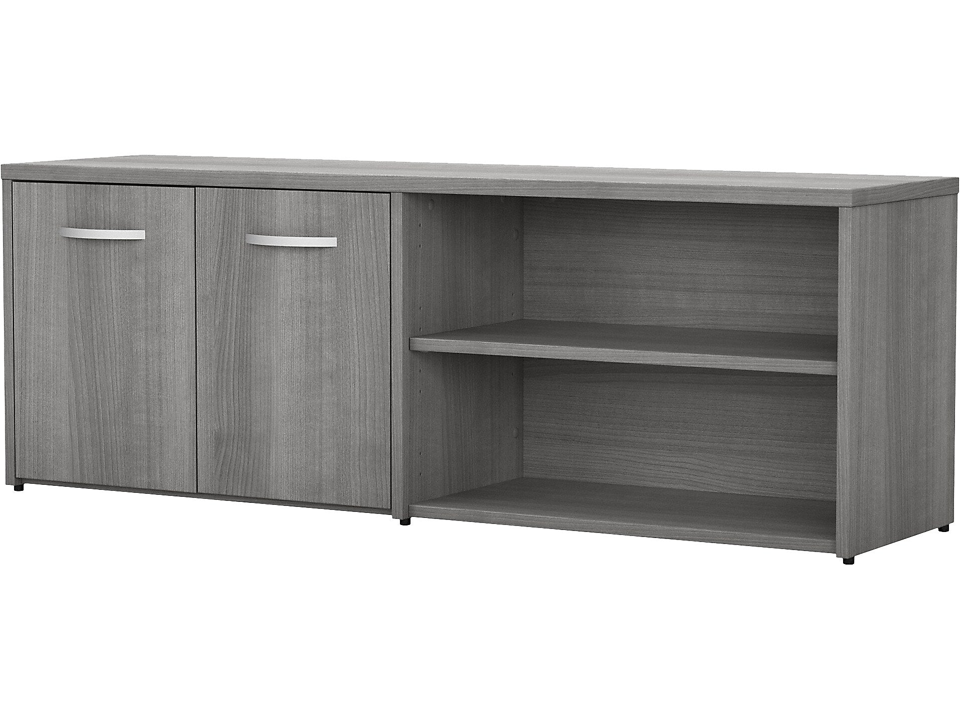 Bush Business Furniture Studio C Low Storage Cabinet with Doors and Shelves, Platinum Gray (SCS160PG)