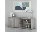 Bush Business Furniture Studio C Low Storage Cabinet with Doors and Shelves, Platinum Gray (SCS160PG)