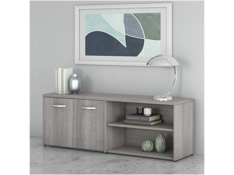 Bush Business Furniture Studio C Low Storage Cabinet with Doors and Shelves, Platinum Gray (SCS160PG)