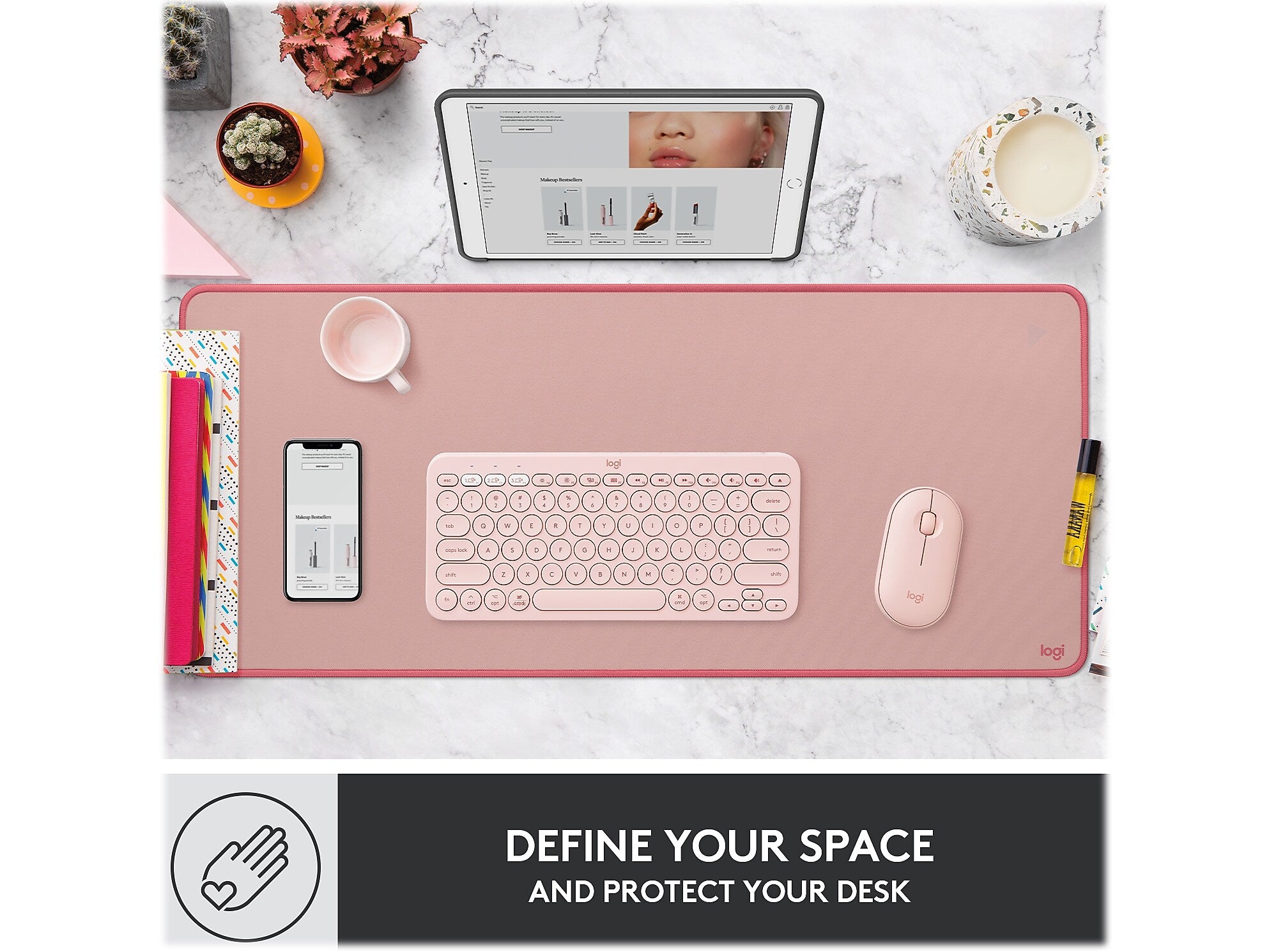 Logitech Studio Series Non-Skid Mouse Pad, Dark Rose (956-000048)