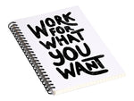 DENY Designs Work for What You Want by Phirts Professional Notebooks, 5.5" x 8.25", Dotted, 40 Sheets, White (69196-NOBS01)