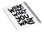DENY Designs Work for What You Want by Phirts Professional Notebooks, 5.5" x 8.25", Dotted, 40 Sheets, White (69196-NOBS01)