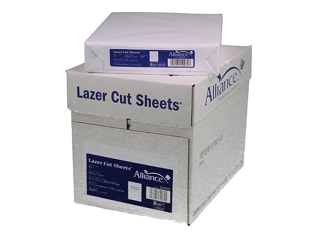 Alliance 8.5" x 11" Perforated Paper, 20 lbs., 92 Brightness, 500 Sheets/Ream, 5 Reams/Carton (30070)