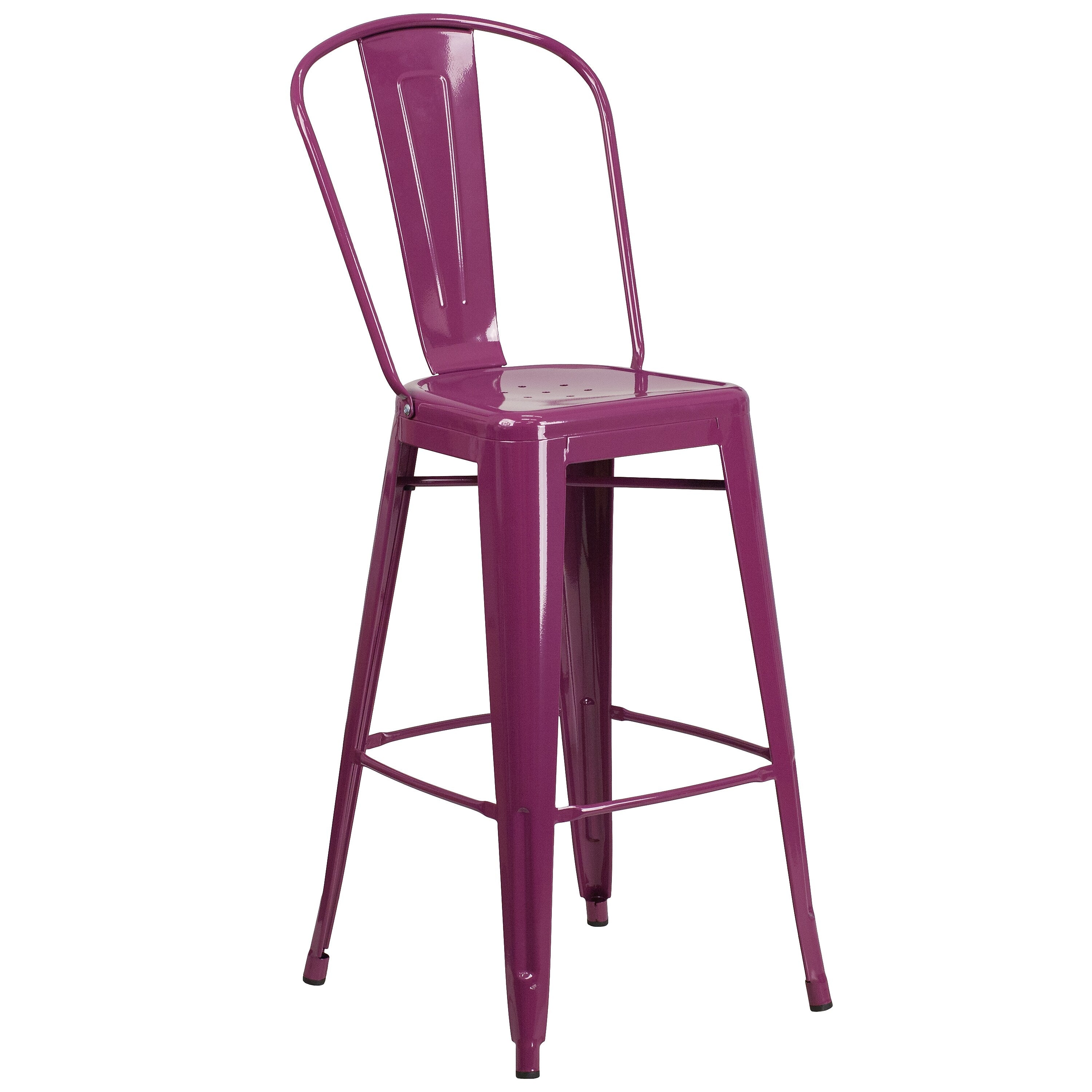 Flash Furniture Colorful Restaurant Barstool with Back, Purple (ET353430PUR)