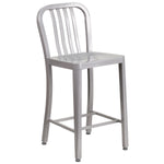 Flash Furniture Colorful Restaurant Counter Height Stool with Back, Silver (CH6120024SIL)