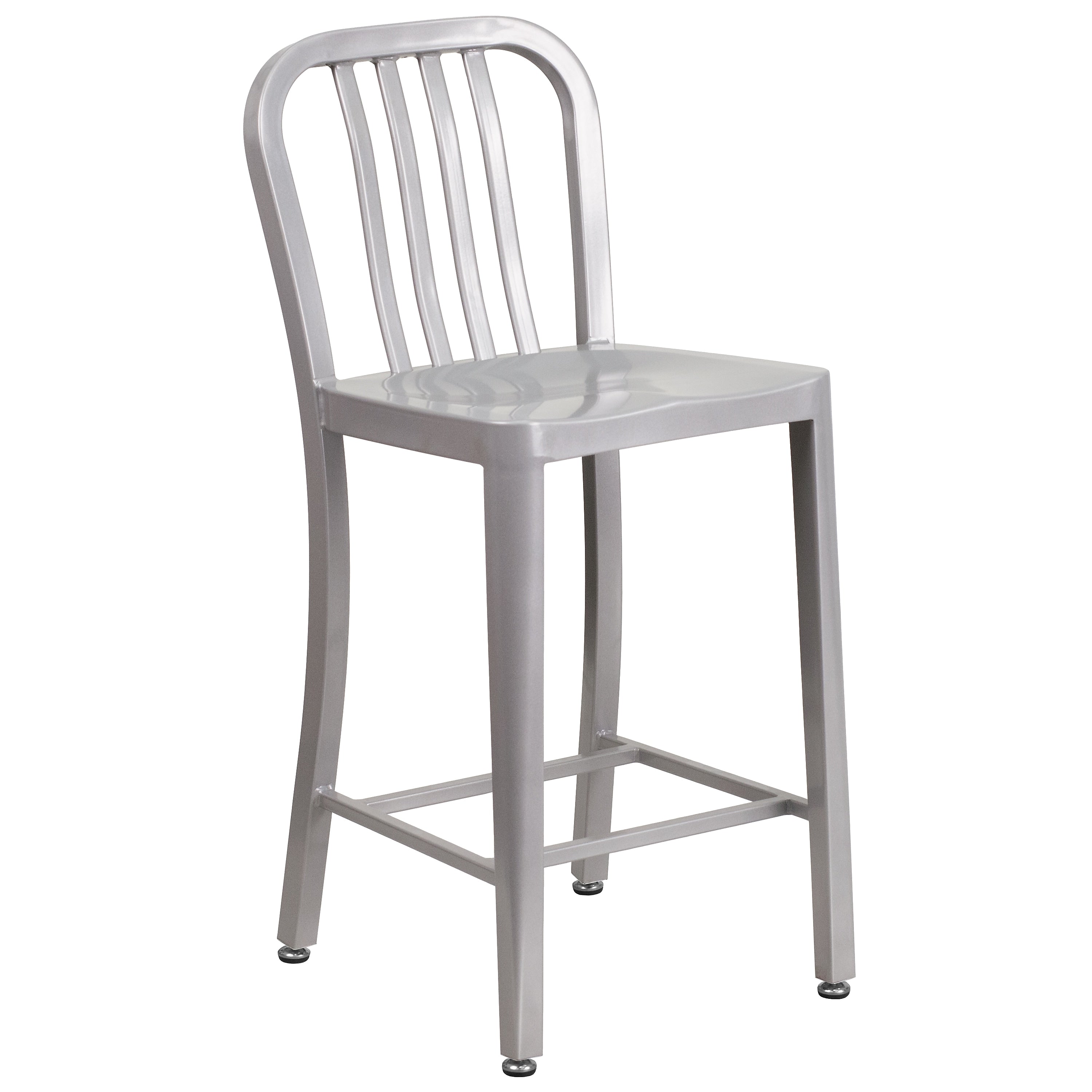 Flash Furniture Colorful Restaurant Counter Height Stool with Back, Silver (CH6120024SIL)