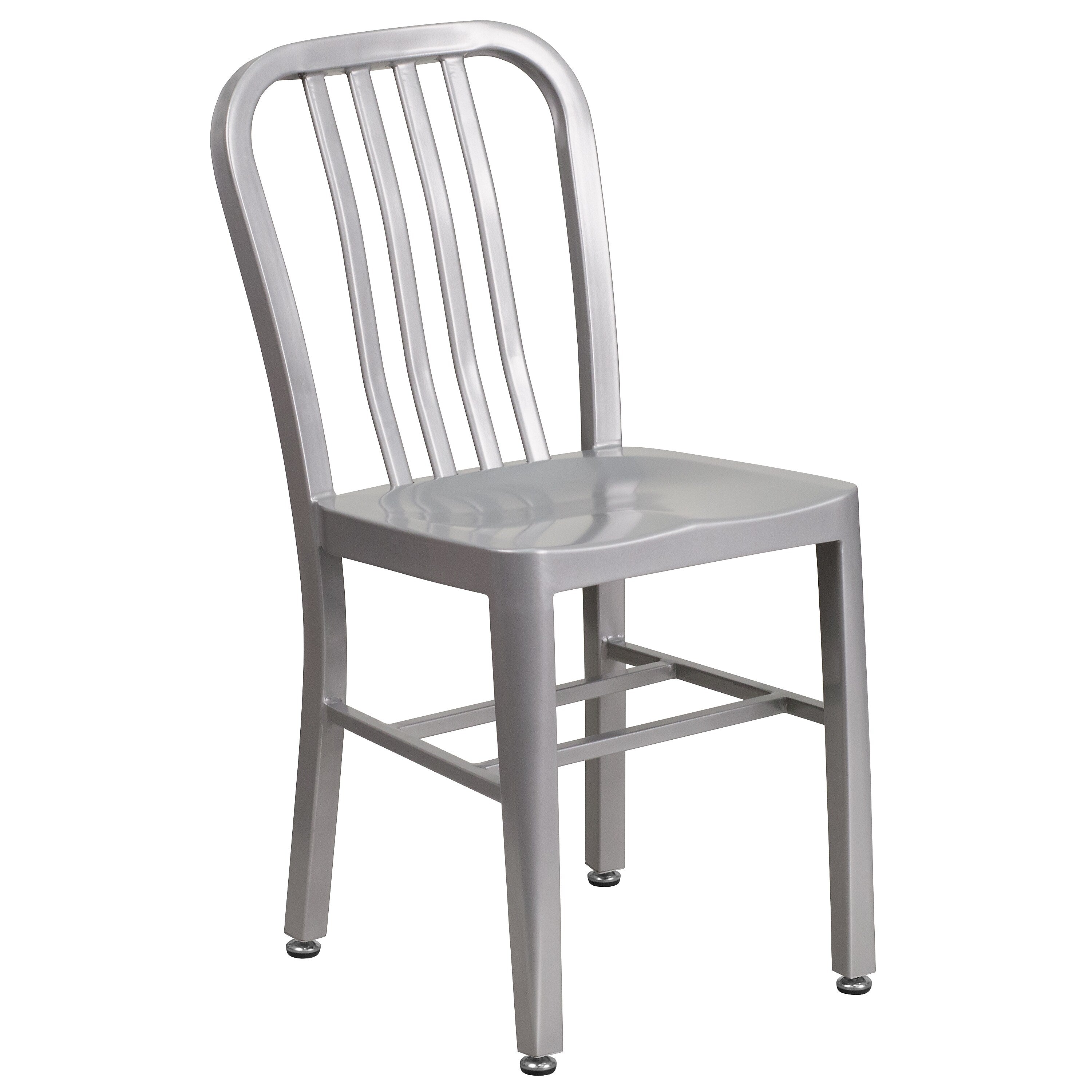 Flash Furniture Silver Metal Indoor-Outdoor Chair (CH-61200-18-SIL-GG)