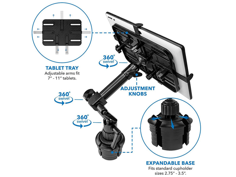 Mount-It! Cup Holder MI-7321 Tablet ELD Mount, Black