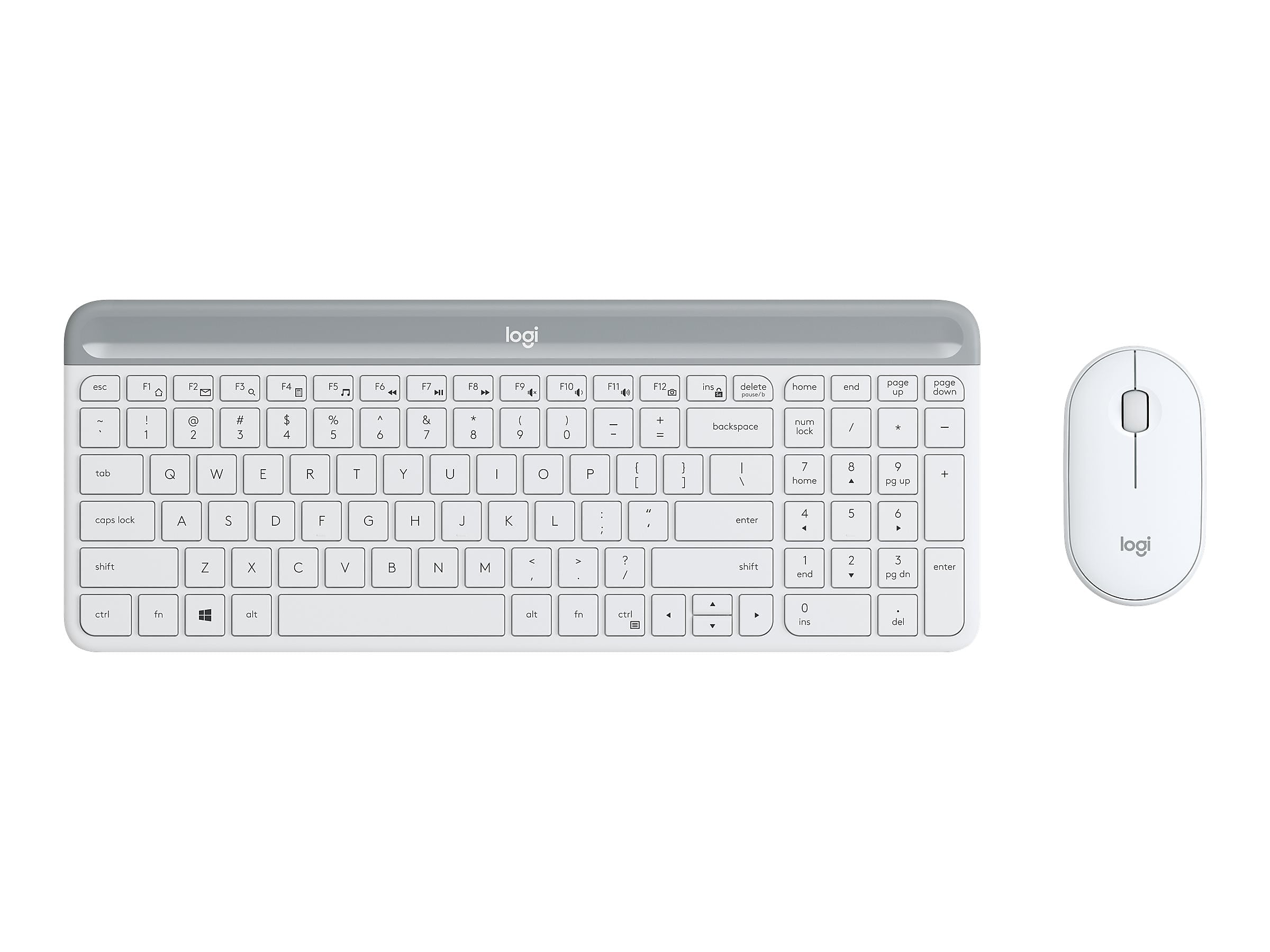 Logitech Slim Wireless Combo MK470 Keyboard and Optical Mouse, Off-White (920-009443)