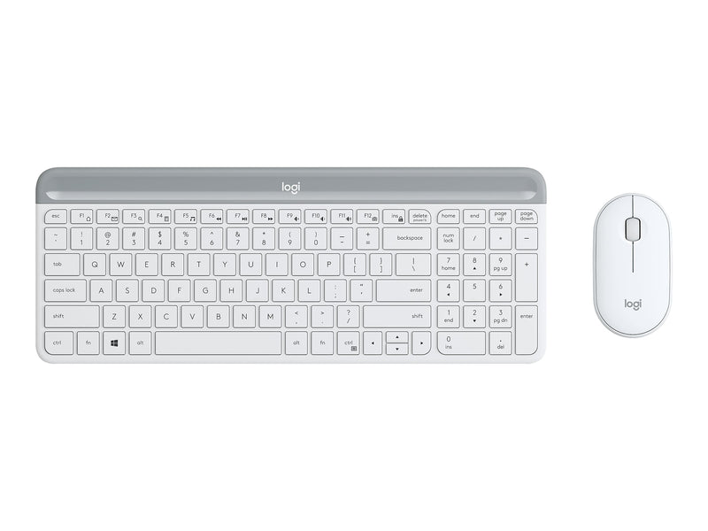 Logitech Slim Wireless Combo MK470 Keyboard and Optical Mouse, Off-White (920-009443)