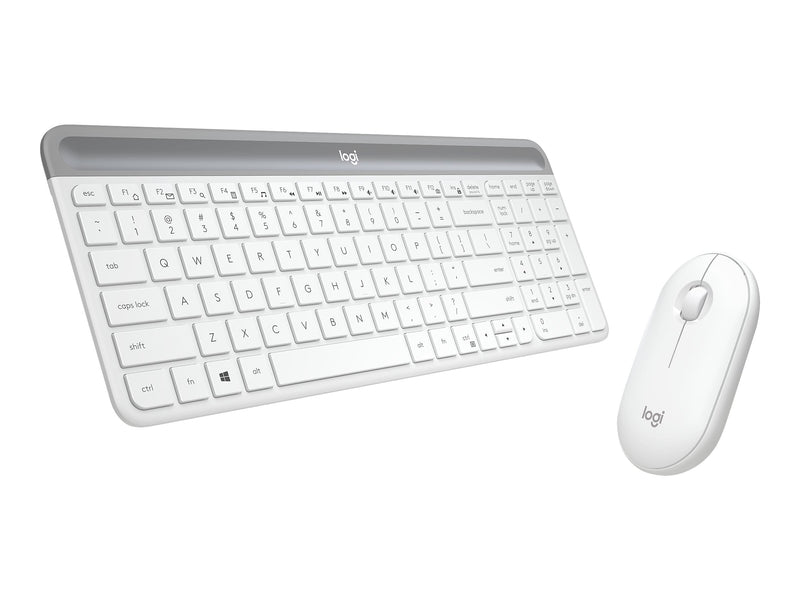 Logitech Slim Wireless Combo MK470 Keyboard and Optical Mouse, Off-White (920-009443)