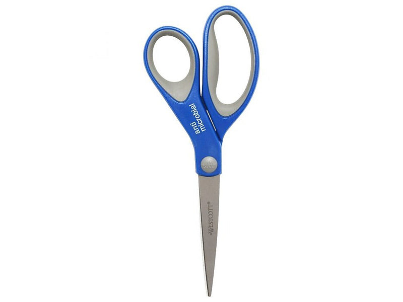 Westcott 8" Stainless Steel Scissors, Silver/Blue/Gray, 2/Pack (17836)