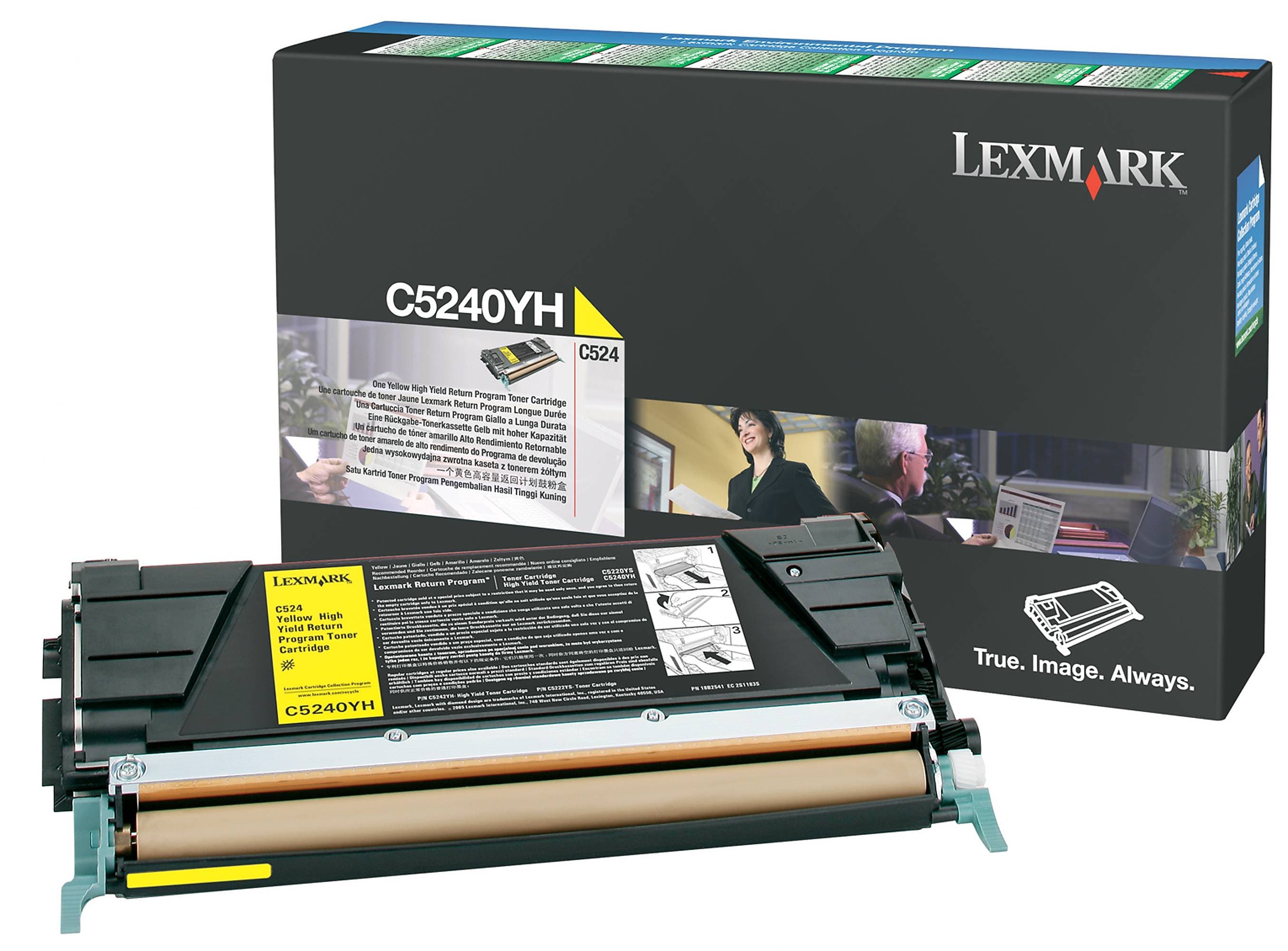 Lexmark C5240YH Yellow High Yield Toner Cartridge, Prints Up to 5,000 Pages