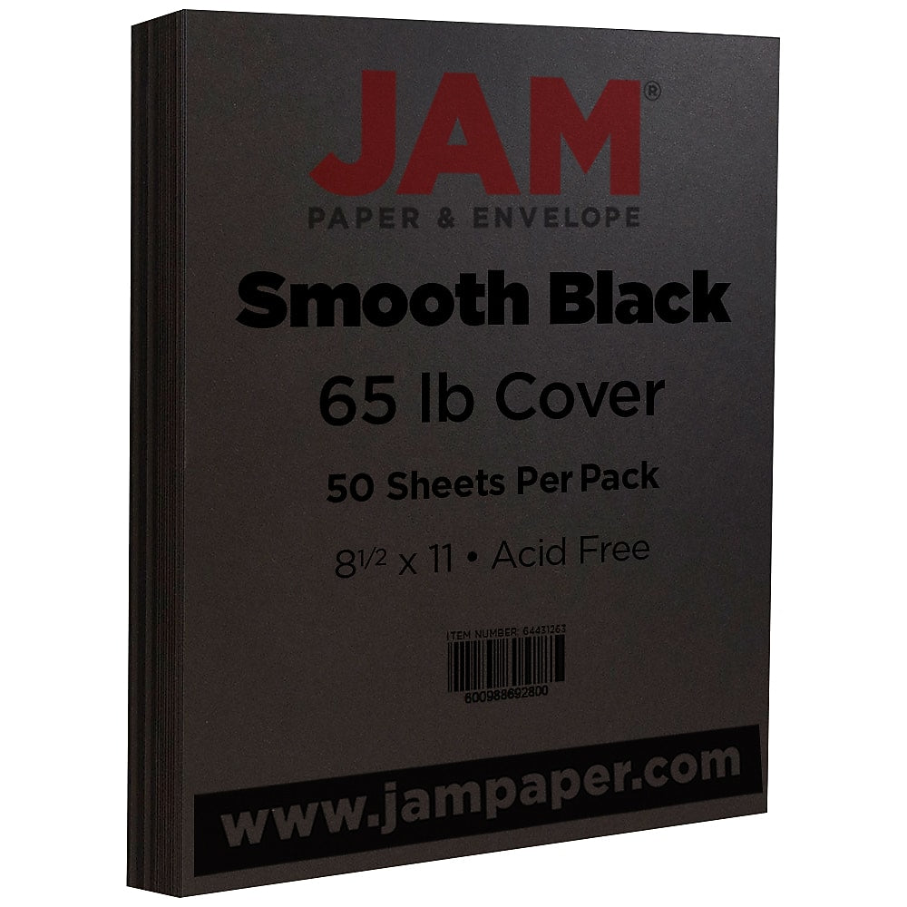 JAM Paper 65 lb. Cardstock Paper, 8.5" x 11", Black, 50 Sheets/Pack (64431263)