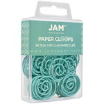 JAM Paper Circular Small Paper Clips, Teal, 2 Packs of 50 (21832066B)