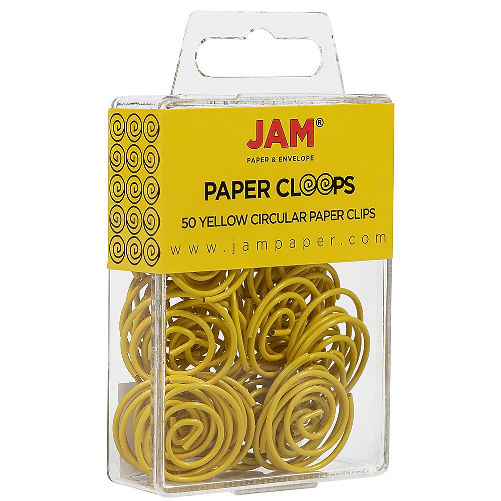JAM Paper Circular Small Paper Clips, Yellow, 2 Packs of 50 (2187140B)