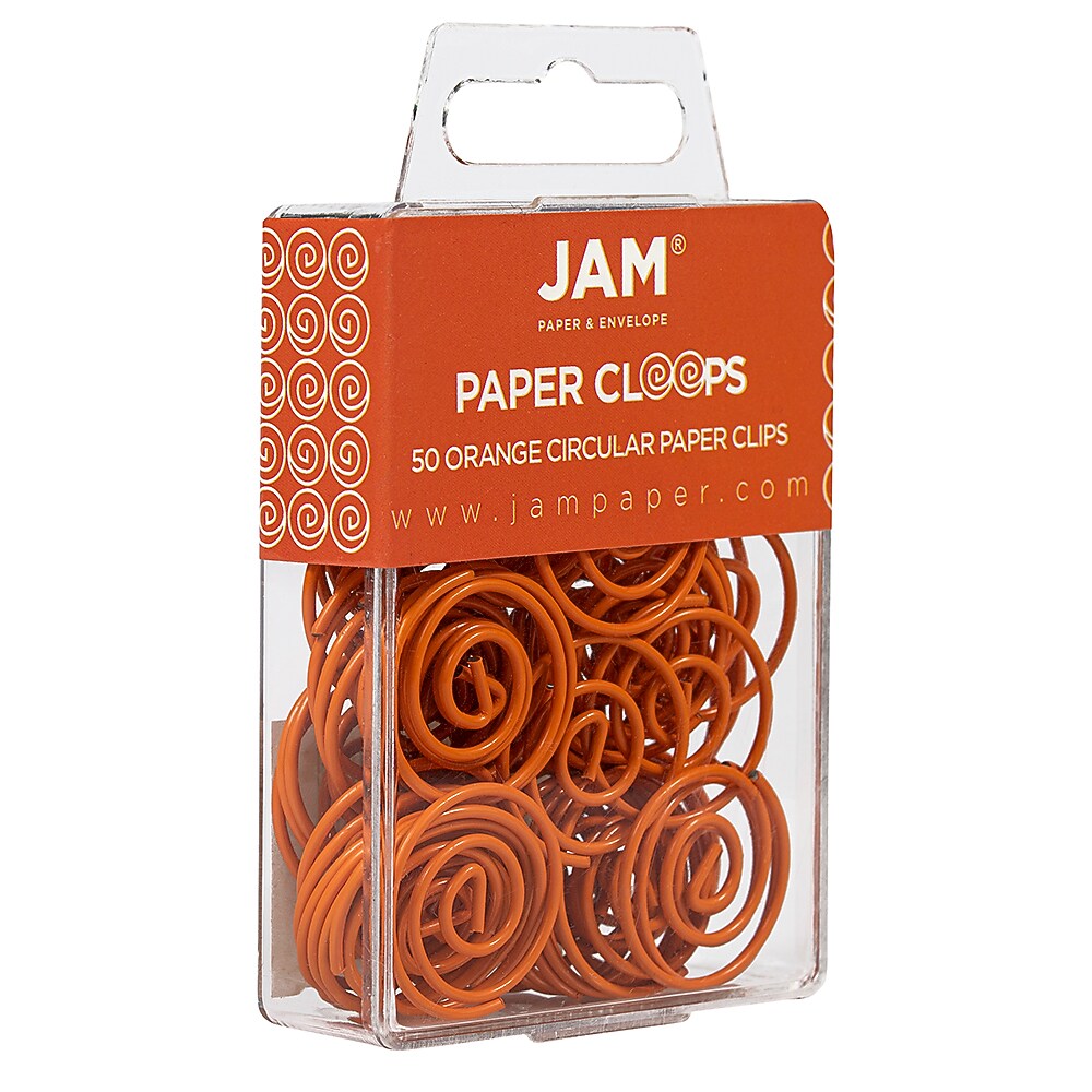 JAM Paper Colored Circular Paper Clips, Round Paperclips, Orange, 2 Packs of 50 (21827540B)