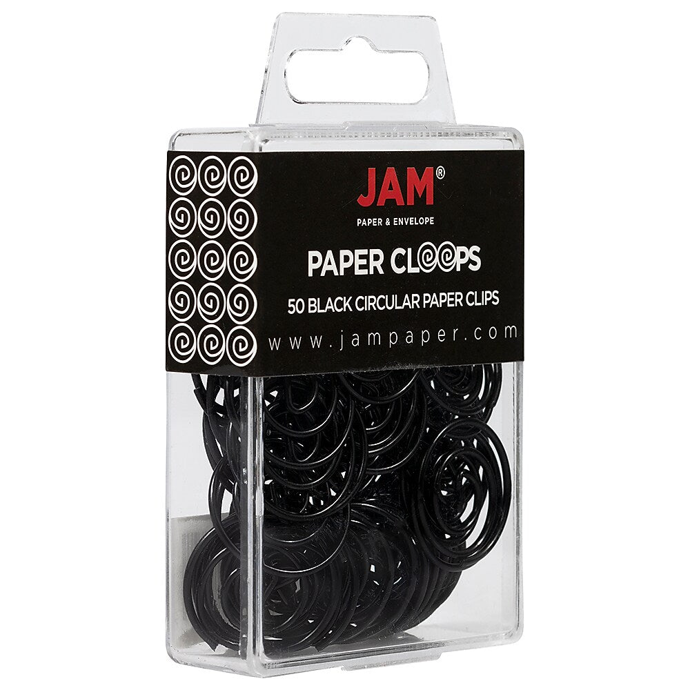 JAM Paper Colored Circular Paper Clips, Round Paperclips, Black, 2 Packs of 50 (2187133B)