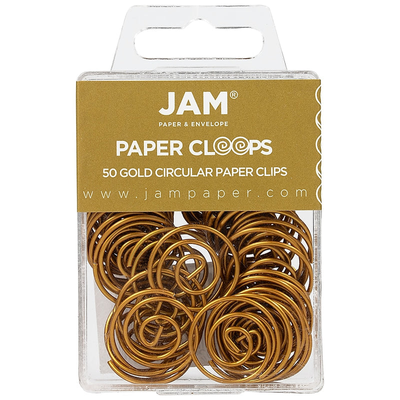 JAM Paper Circular Small Paper Clips, Gold, 2 Packs of 50 (21832062B)