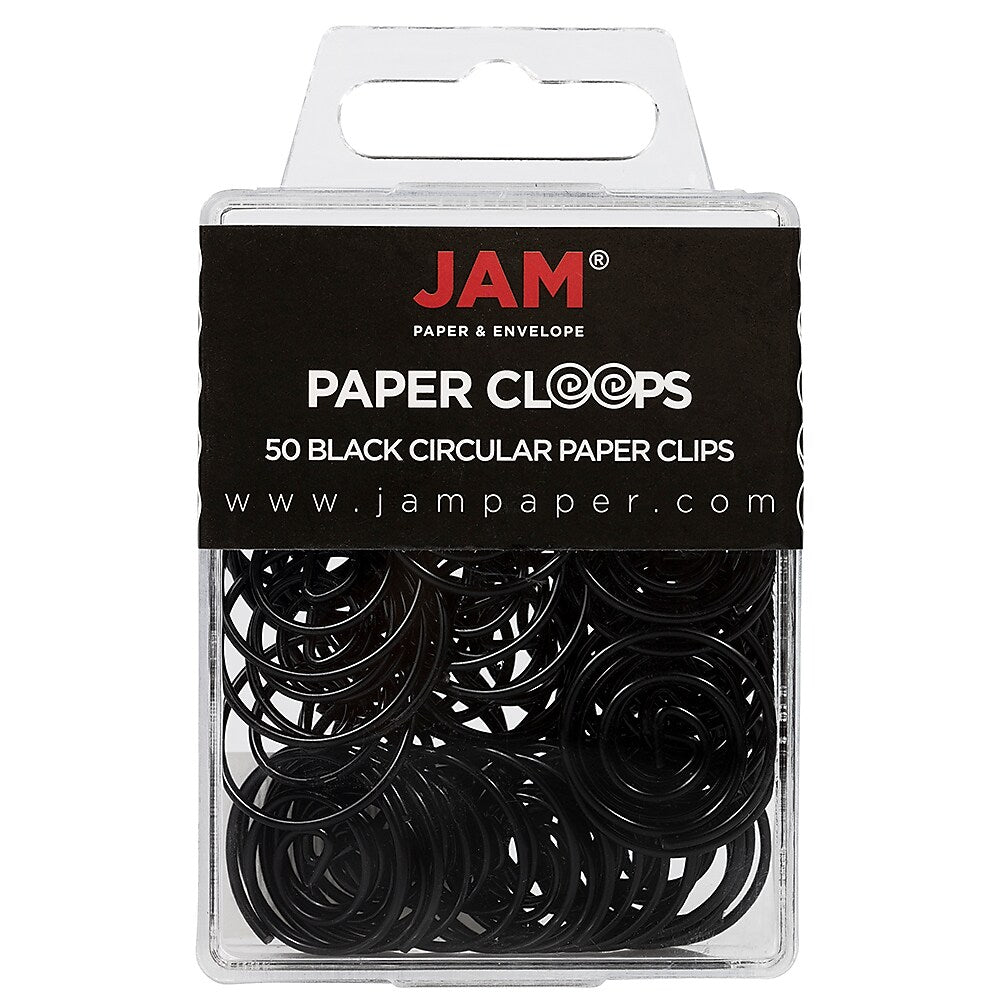 JAM Paper Colored Circular Paper Clips, Round Paperclips, Black, 2 Packs of 50 (2187133B)