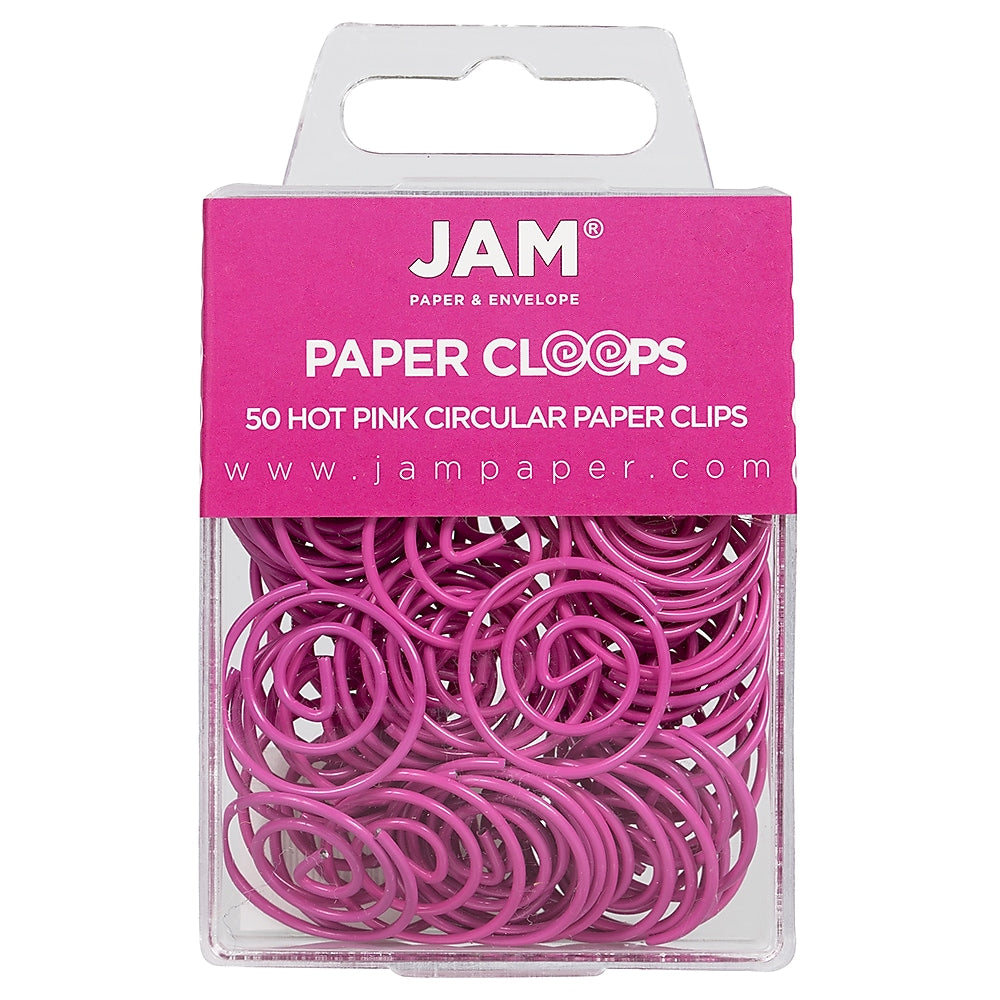 JAM Paper Circular Small Paper Clips, Hot Pink Fuchsia, 2 Packs of 50 (2187136B)